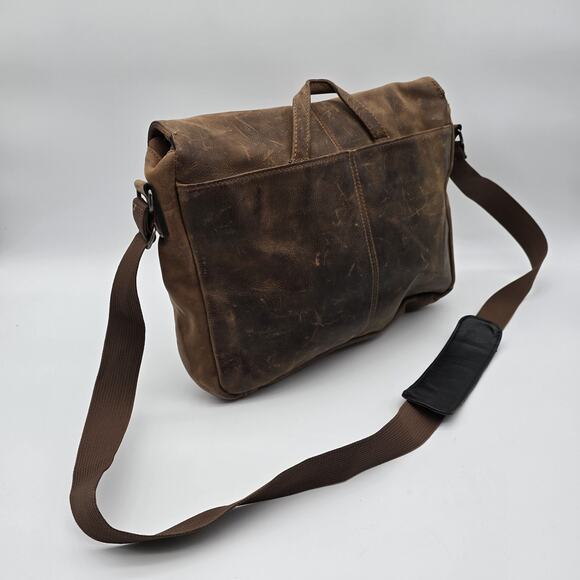 Wilsons Leather Messenger Bag Brown Vintage Legal Breifcase Shoulder Distressed - Picture 6 of 16